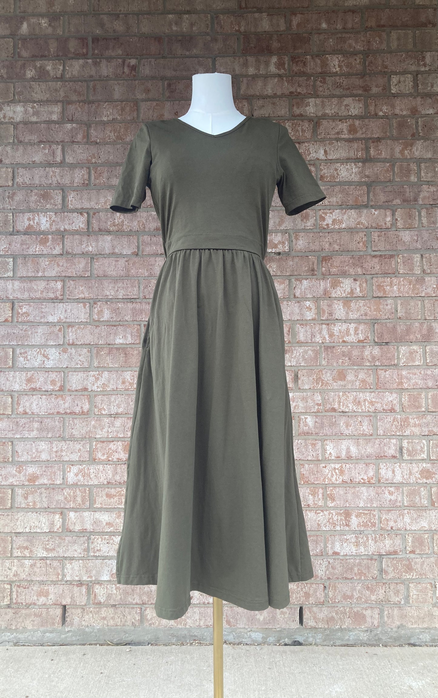 Solid Green Nursing Dress - In Stock