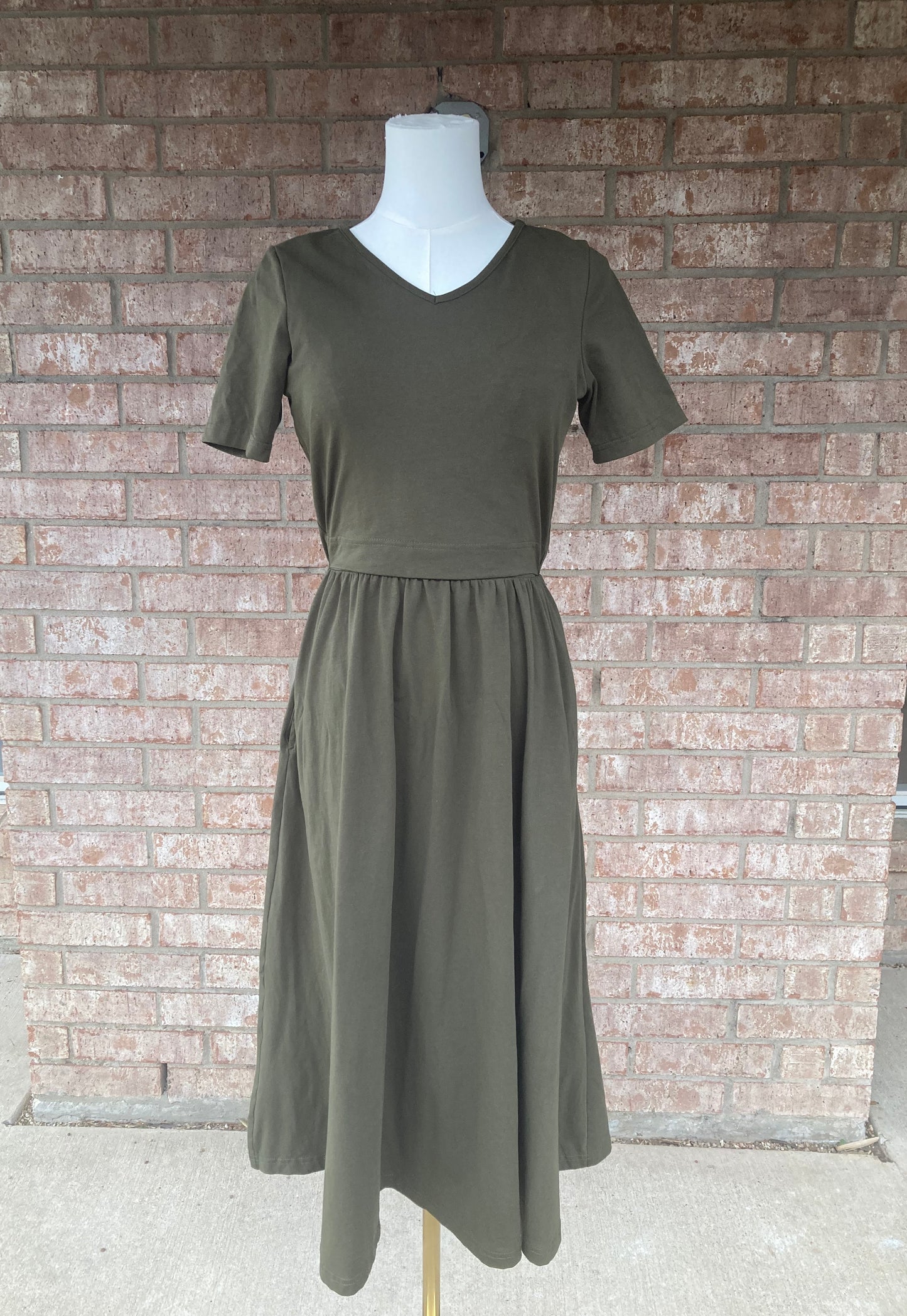 Solid Green Nursing Dress - In Stock