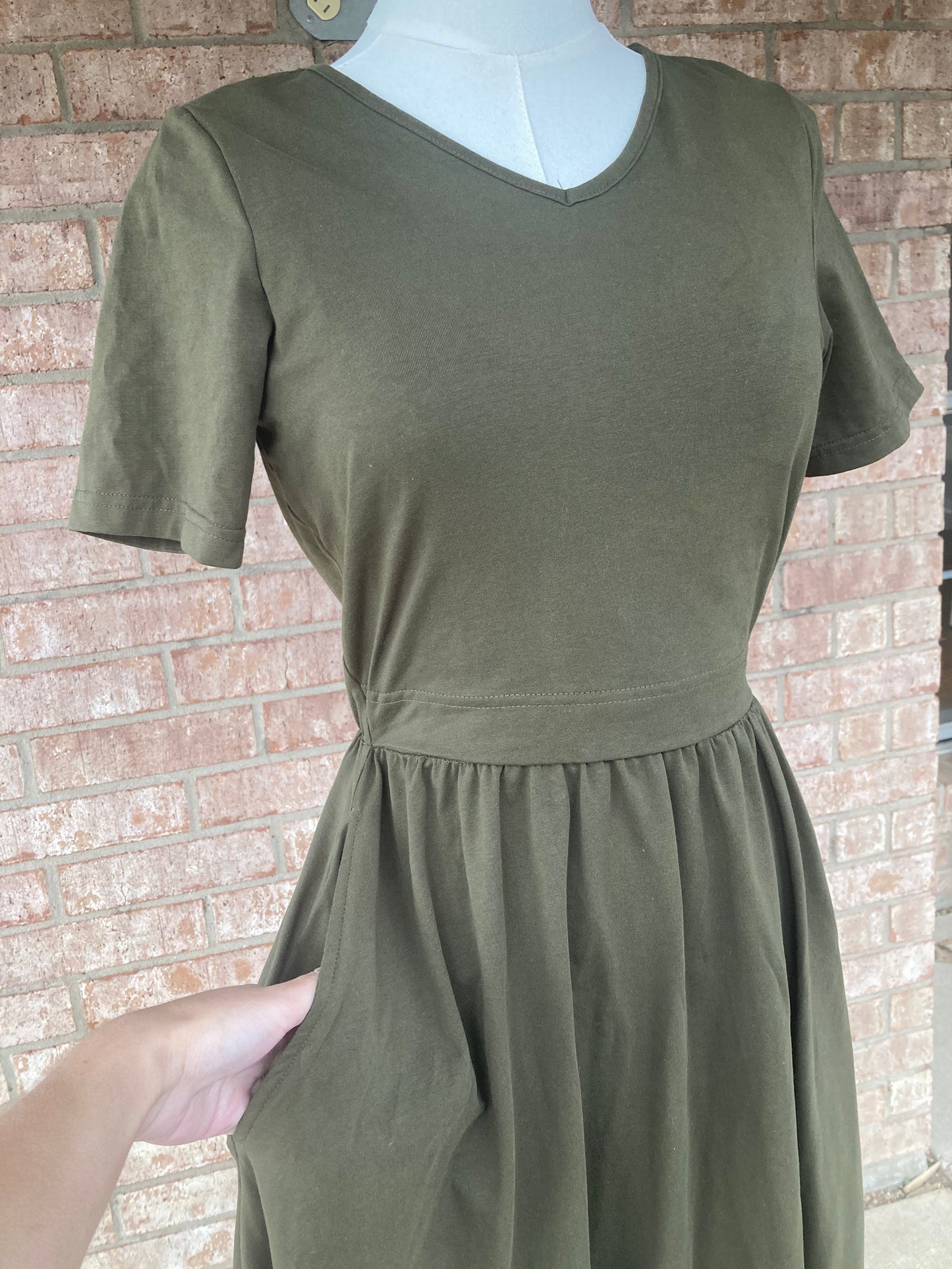 Solid Green Nursing Dress - In Stock