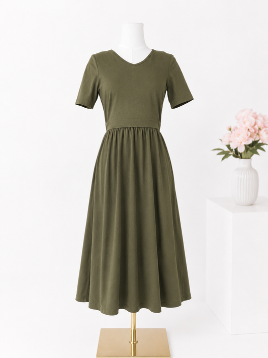 Solid Green Nursing Dress