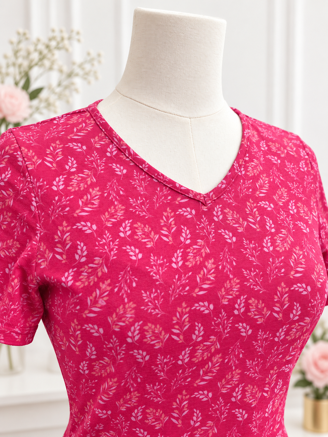 Pink Leaves Nursing Dress
