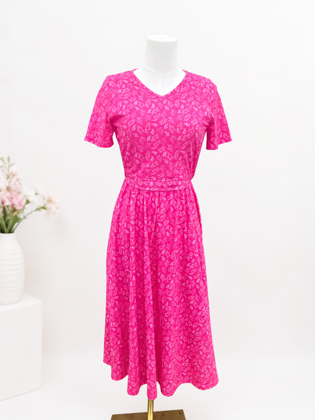 Pink Leaves Nursing Dress